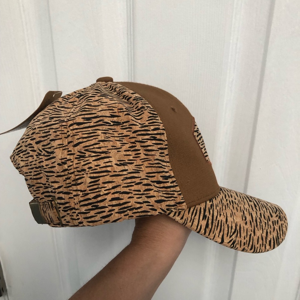 Women’s Hat Cork Animal Print Brown Black Feminine Chic Adjustable - Picture 4 of 11